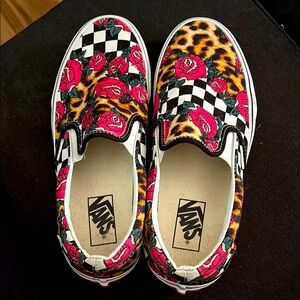 Vans Womans' Floral Checkered Slip-On Shoes
